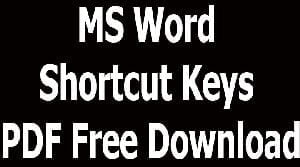 MS Word Shortcut Keys PDF Free Download