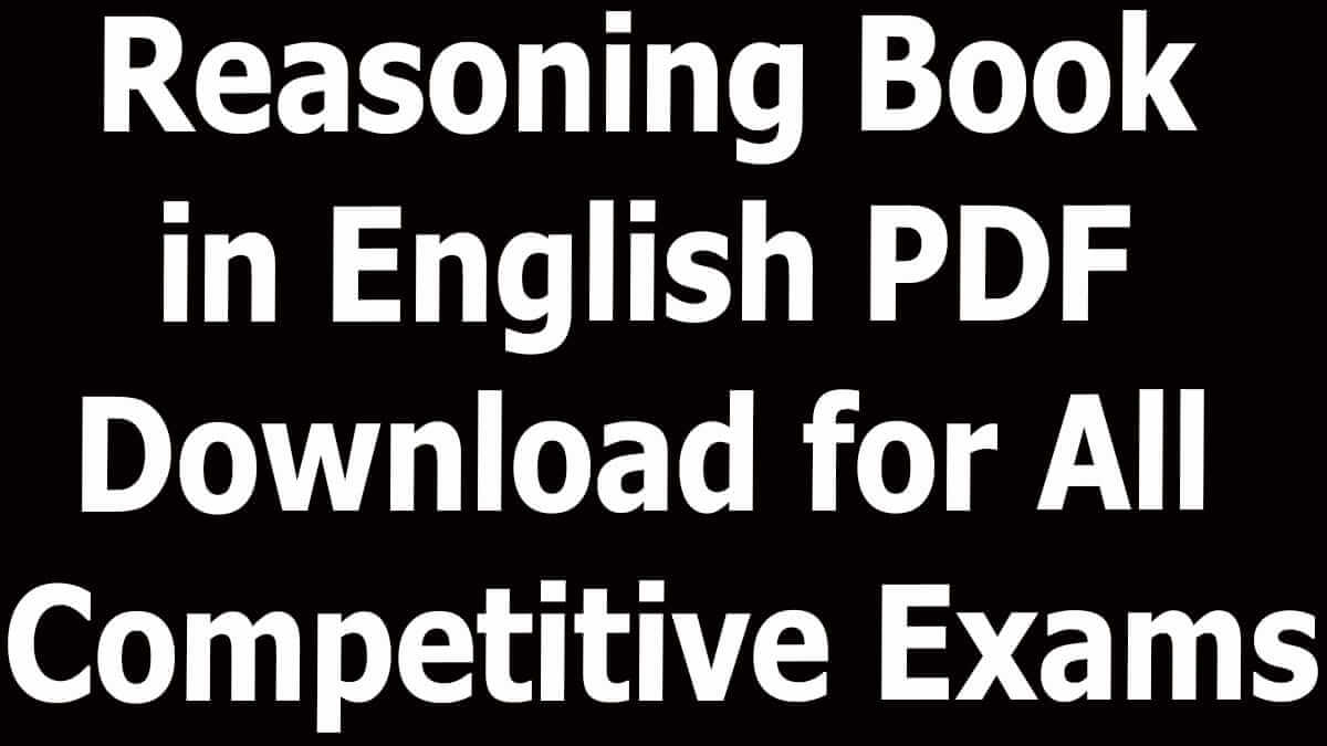 Reasoning Book in English PDF Download for All Competitive Exams