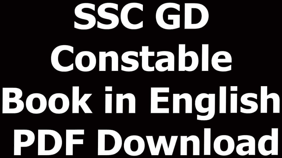 SSC GD Constable Book in English PDF Download