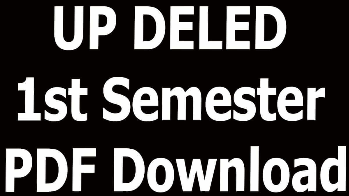 UP DELED 1st Semester PDF Download