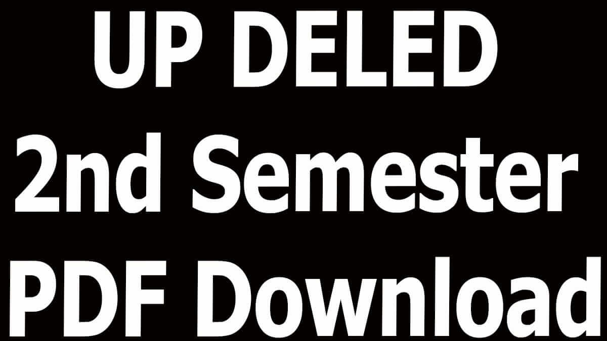 UP DELED 2nd Semester PDF Download